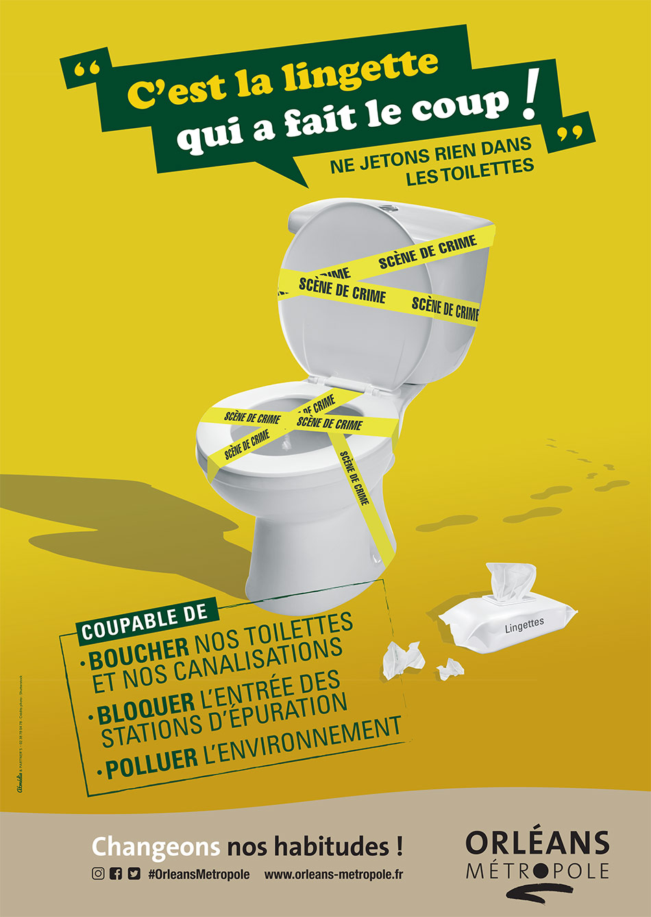 Stop aux lingettes dans les toilettes !