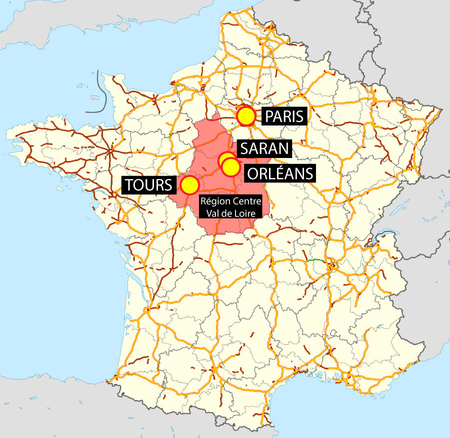 Plan de situation de Saran sur une carte de France