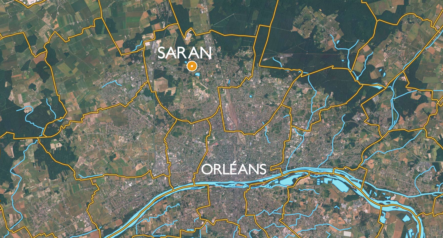 Vue aérienne de Saran et Orléans
